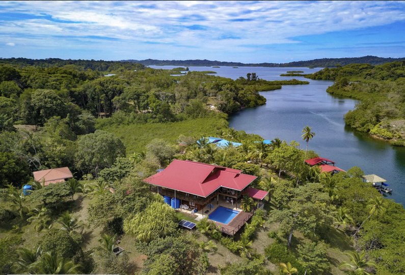 Drone view of Solarte Point within the Bocas archipelago